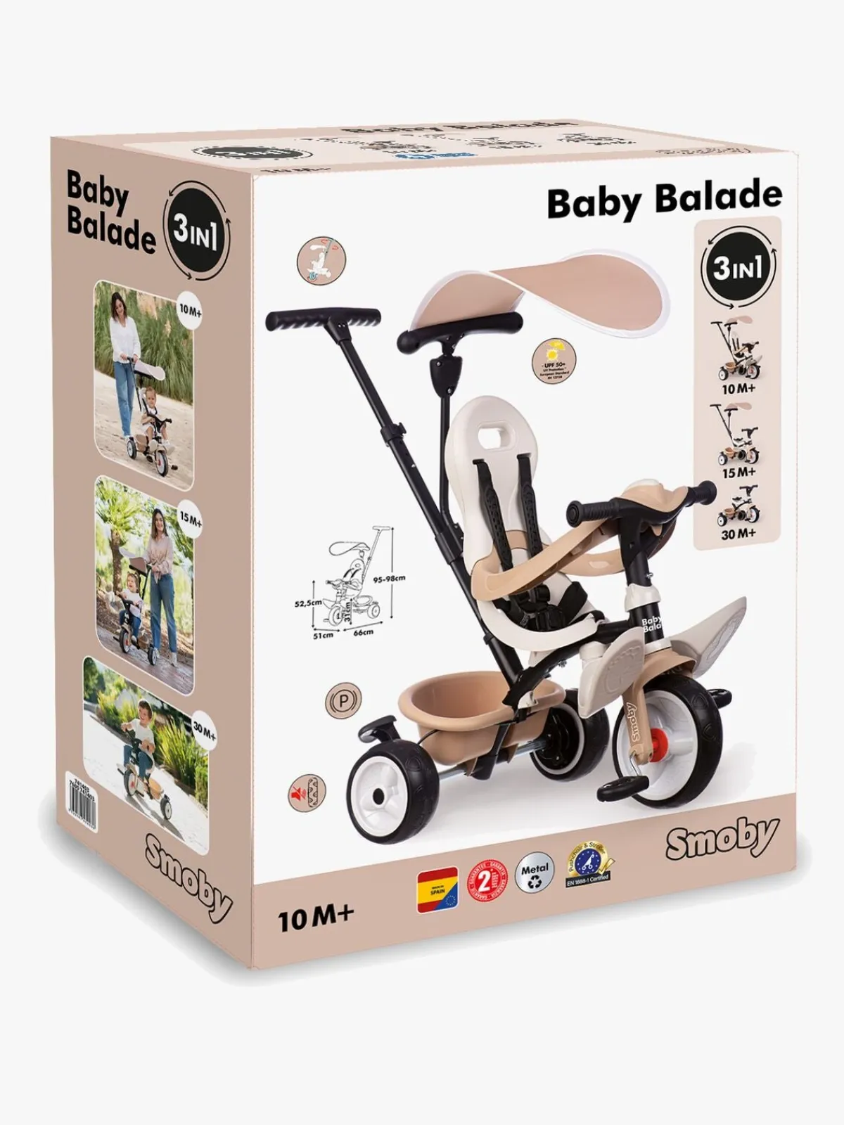 Cykler|Smoby Baby Balade Trehjulet Cykel Plus, Beige