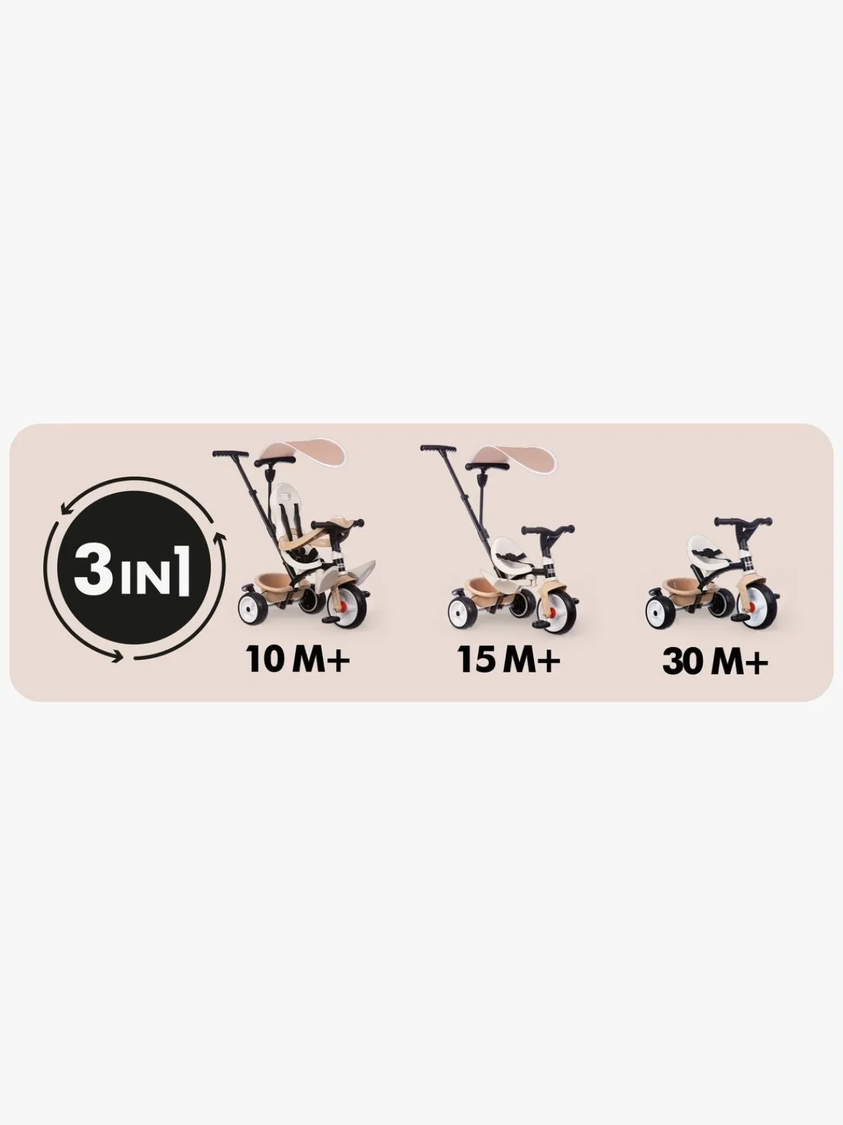 Cykler|Smoby Baby Balade Trehjulet Cykel Plus, Beige