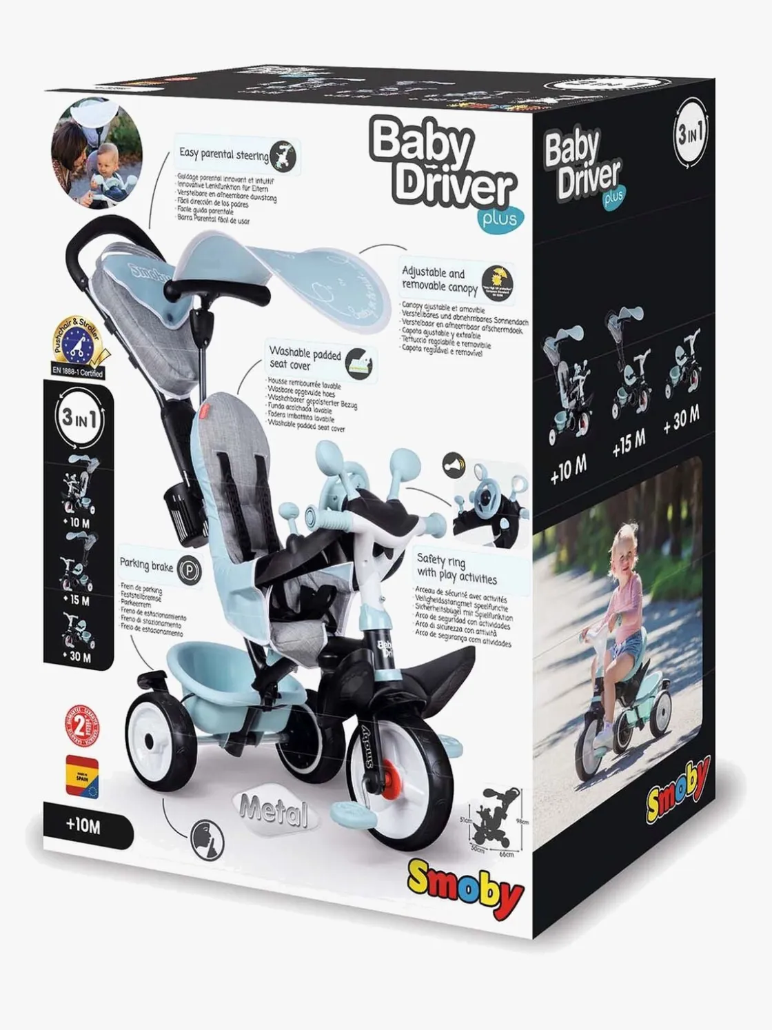 Cykler|Smoby Trehjulet Cykel Baby Driver Plus, Blå