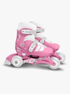 Skating|Stamp Skids Control Justerbar 2-i-1 Inliners Størrelse 27-30, Lyserød/Grå