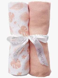 Summerville Stofbleer, Nusseklude & Babytæpper-Organic Tæppe/ Stofble i Musselin 2-pak Øko, Tropical/Peachy