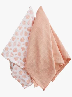 Summerville Stofbleer, Nusseklude & Babytæpper-Organic Tæppe/ Stofble i Musselin 2-pak Øko, Tropical/Peachy