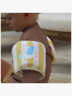 Svømning|SUNNYLiFE Badevinger, Sid the Seagull Mustard Stripe Hvid/Gul