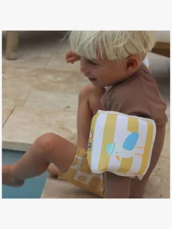 Svømning|SUNNYLiFE Badevinger, Sid the Seagull Mustard Stripe Hvid/Gul