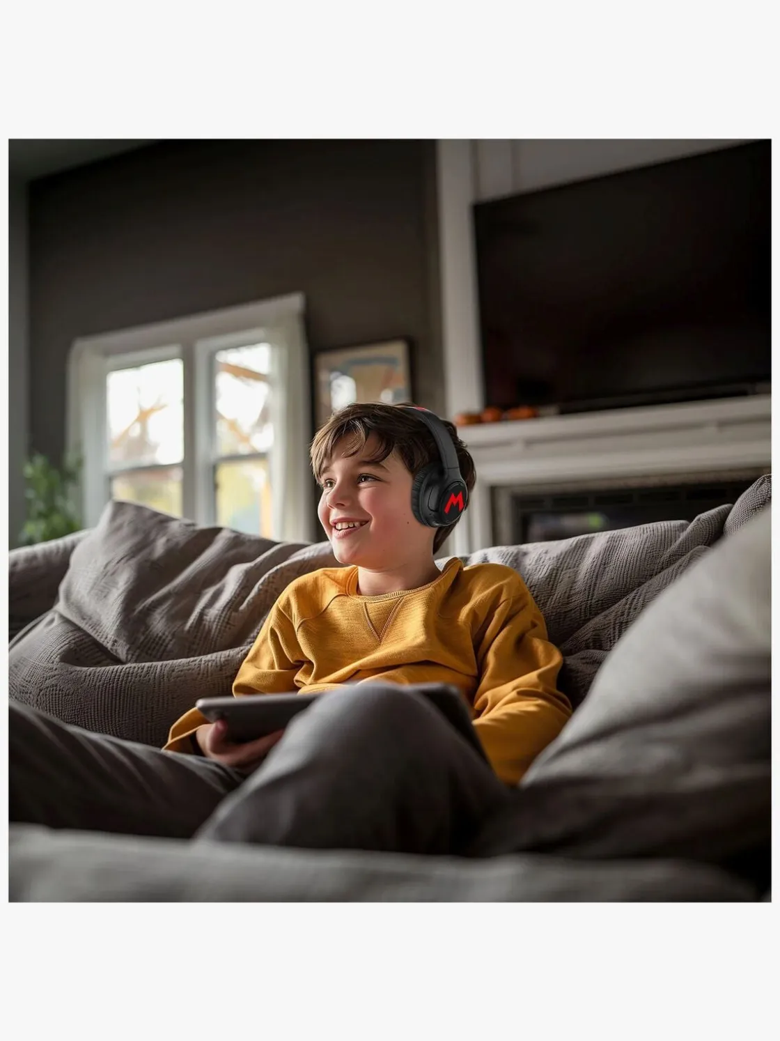 Elektronik & Media|OTLTechnologies Super Mario Høretelefoner Trådløse med LED Sharing AUX Sort