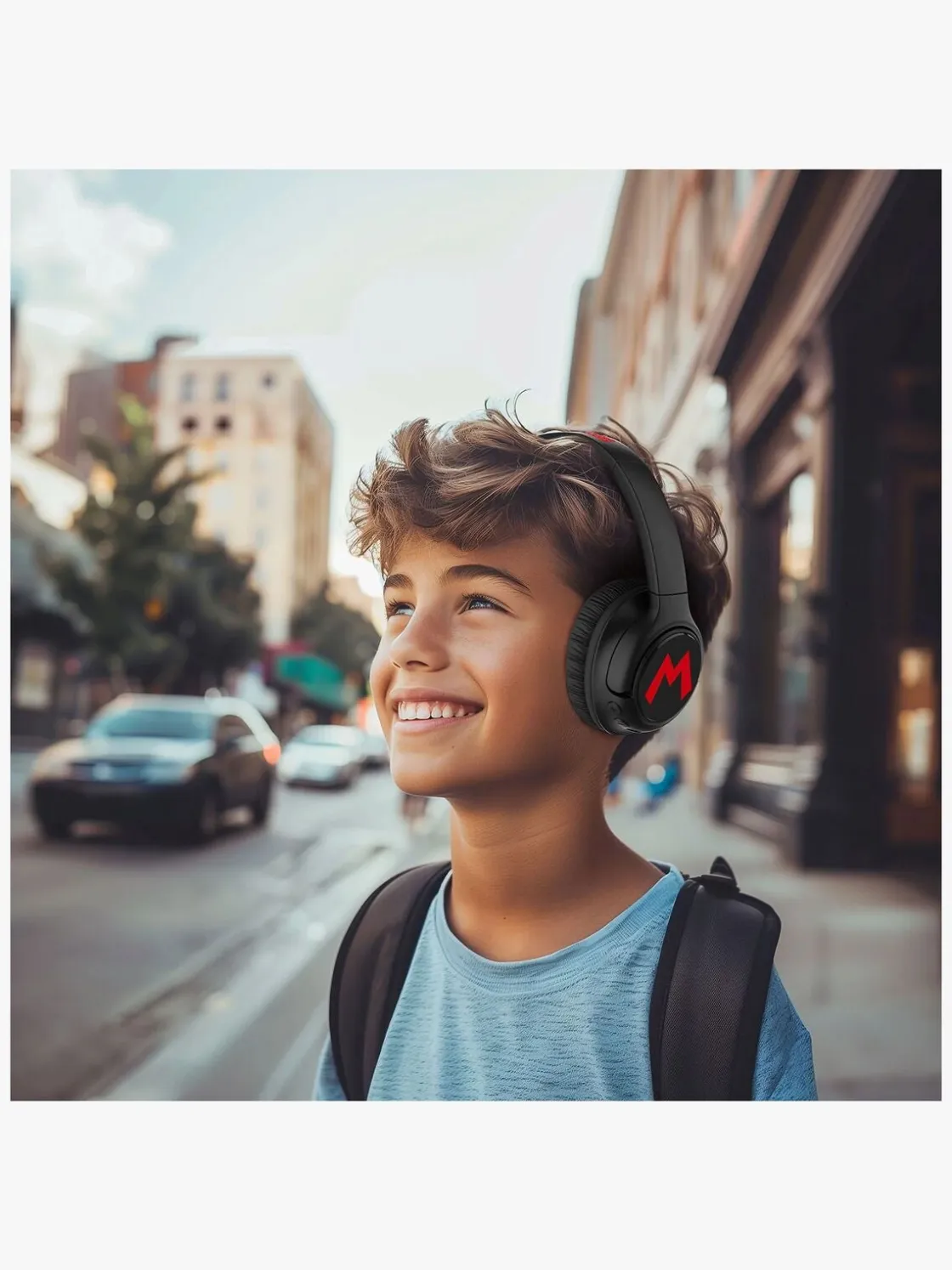 Elektronik & Media|OTLTechnologies Super Mario Høretelefoner Trådløse med LED Sharing AUX Sort