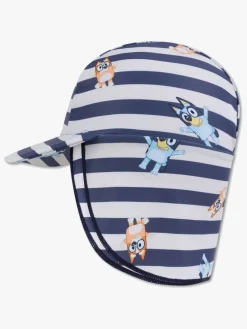 Uv & Strand|SwimEssentials Swim Essentials Bluey Stribet UV-Badehætte Hvid