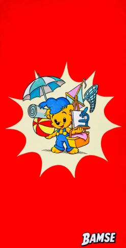 Uv & Strand|Swimpy Bamse Verdens Stærkeste Bjørn Stranden Badehåndklæde, Rød