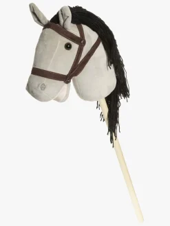 Dukker & Bamser|Teddykompaniet Kæphest m. tøjler 80 cm, Grå Hvid/Sort