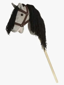 Dukker & Bamser|Teddykompaniet Kæphest m. tøjler 80 cm, Grå Hvid/Sort