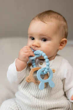 Babylegetøj|Teddykompaniet  Silikone & træ Bidering, Teal