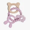 Babylegetøj|Teddykompaniet  Silikone & træ Bidering, Foggy Pink