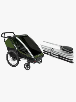 Aktivitetsvogne|Thule Chariot Cab 2 Cykelanhænger inkl. Ski- og Vandresæt, Cypress Green