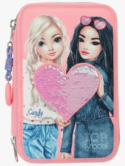 Kreativt Legetøj|TOPModel Tredelt Penalhus med Pailletter Lyserød