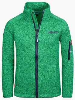 Fleecetøj|Trollkids Jondalen Fleecetrøje, Pepper Green/Navy