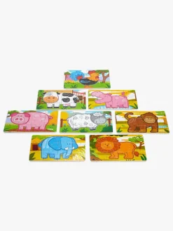 VIGA Spil & Puslespil-Træpuslespil m. Dyr, 2-pak, 8x12 Brikker