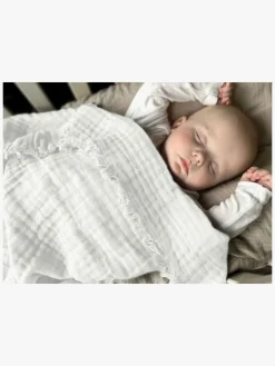 Interiør|VinterBloom Vinter & Bloom Feather Tæppe/ Stofble i Musselin EKO, Bright White Hvid