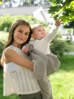 Interiør|VinterBloom Vinter & Bloom Feather Tæppe/ Stofble i Musselin EKO, Pebble Greige Beige