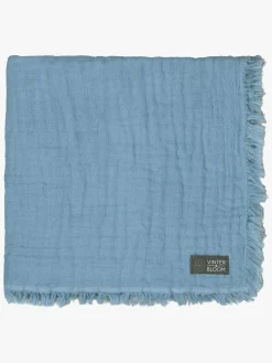 Interiør|VinterBloom Vinter & Bloom Feather Tæppe/ Stofble i Musselin EKO, Dim Blue Blå