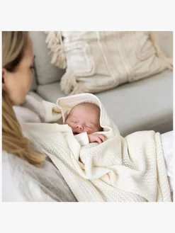 VinterBloom Stofbleer, Nusseklude & Babytæpper-Vinter & Bloom Soft Grid Hæklet Babytæppe, Pearl White