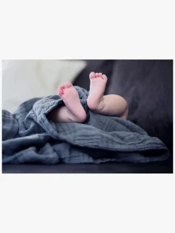 Stofbleer, Nusseklude & Babytæpper|VinterBloom Vinter & Bloom Tæppe Layered Musselin EKO, Storm Blue Blå