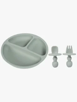 Spisetid|Virgel Tallerken & Bestik Silikone, Sage Grøn