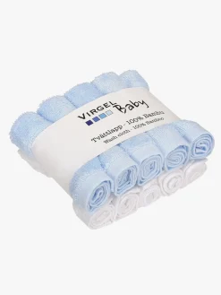 Pleje & Hygiejne|Virgel Vaskeklud Bambus 10-Pak, Blå/Hvid Blå/Hvid