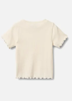 Børn Wheat Overdele-Alicia  Ribstrikket T-shirt, Ivory