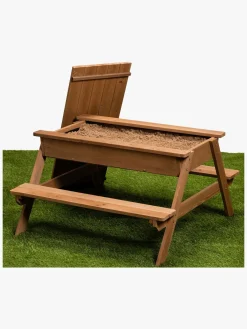 Woodlii Udeleg|Udemøbler-Picnicbord med Sandkasse + Låg, Brun
