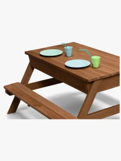 Woodlii Udeleg|Udemøbler-Picnicbord med Sandkasse + Låg, Brun